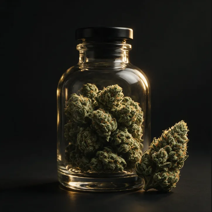 Cannabis flower in glass jar
