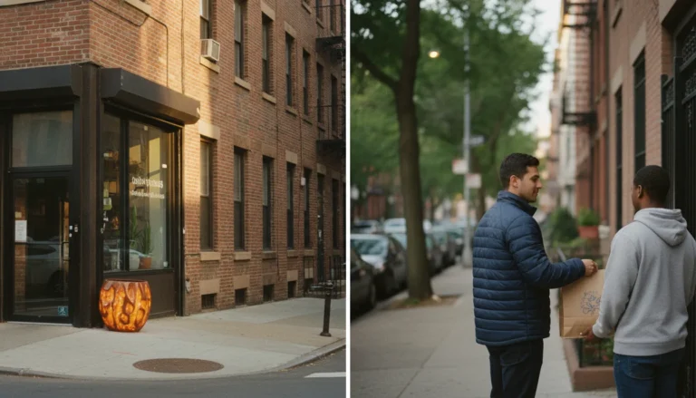 Licensed cannabis delivery driver arriving at a Sunset Park Brooklyn address