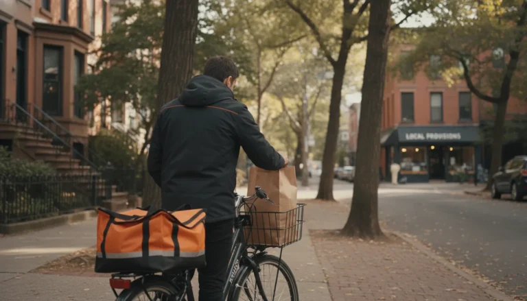 OC Dispensary cannabis delivery bag at a Dyker Heights Brooklyn doorstep